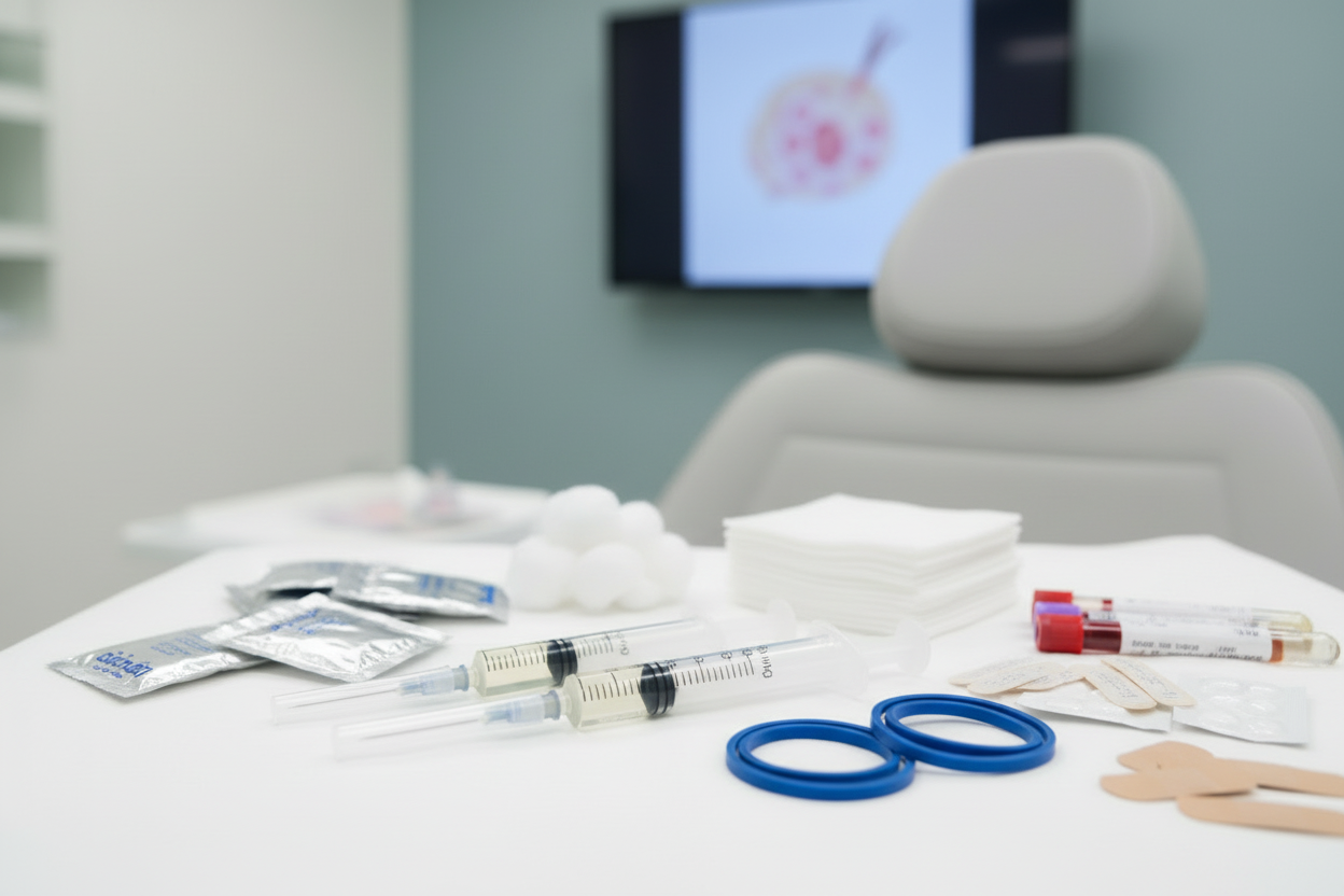 female dr looking at a patients scalp parting the hair